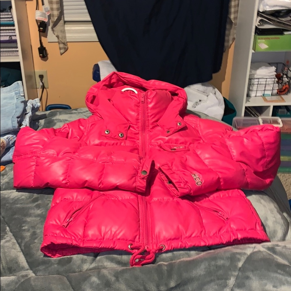 Hollister Bright Pink Puffer Jacket Large
